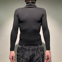 タイトリブタートルニット(ブラック)