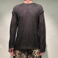 ラメメッシュクルーTEE(ブラック×ゴールド)