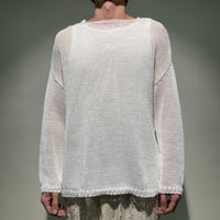 リネン混メッシュクルーニット