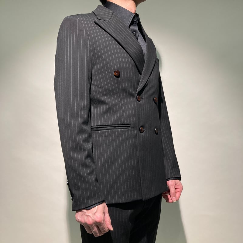 ピークドラペルストライプ2Pダブルスーツ(ブラック) | HOS NOW