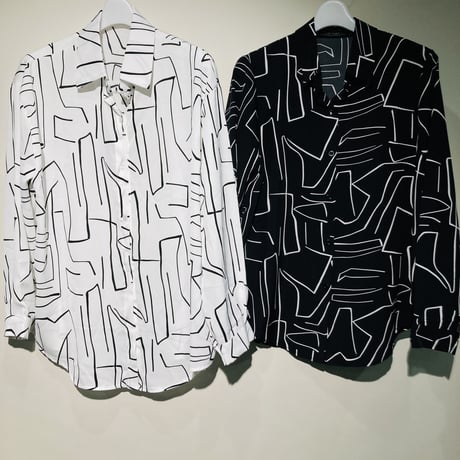 ラビリンス柄シャツ(ブラック)