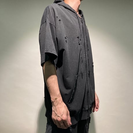 ケミカルダメージZIPパーカーS/S