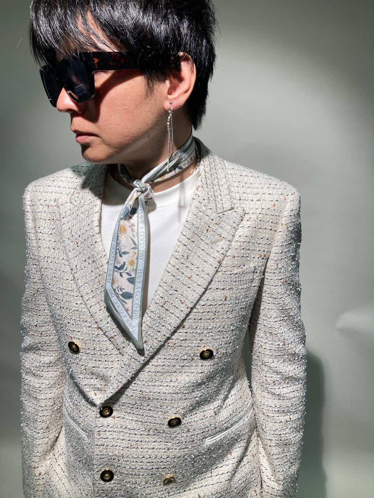 ツイードダブルジャケット(ホワイトメランジュ) | HOS NOW