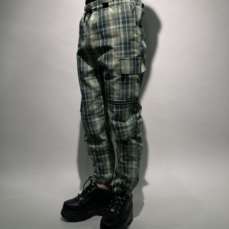 イージーチェックカーゴパンツ(グリーンチェック) | HOS NOW