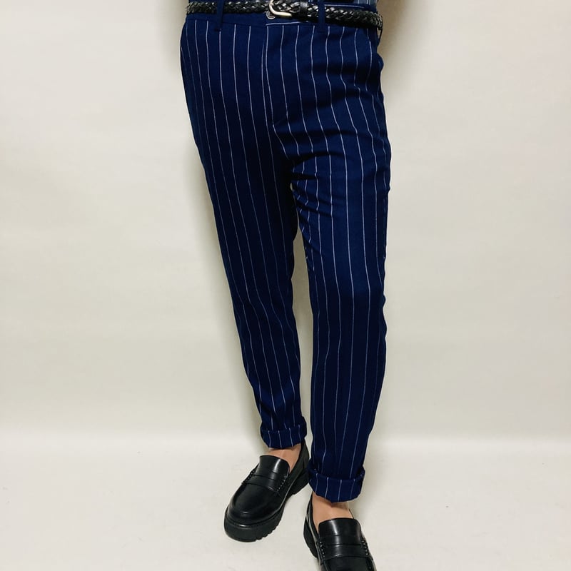 ダブルジャケットスリーピーススーツ(ボールドストライプネイビー