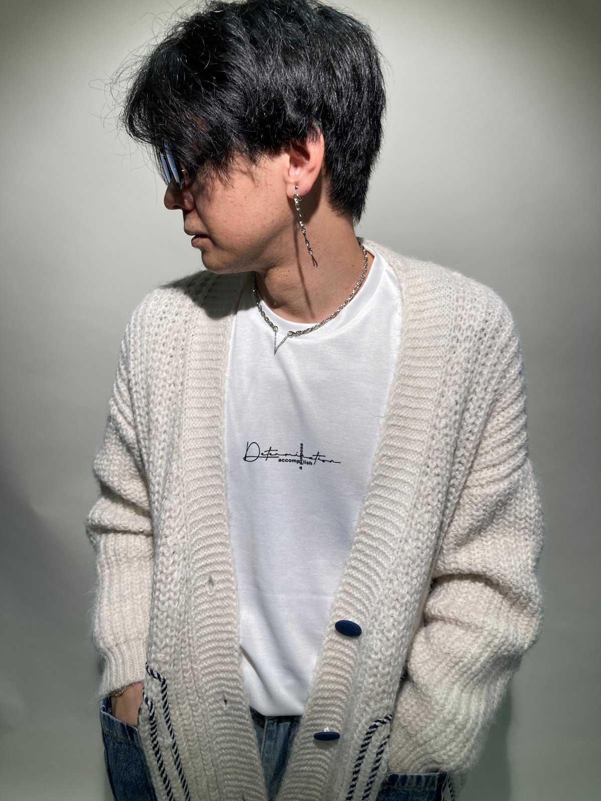 デニム切替モヘアカーディガン | HOS NOW デニム切替モヘアカーディガン | HOS NOW