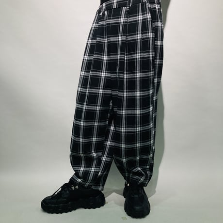 イージーチェックパンツ(ブラック)