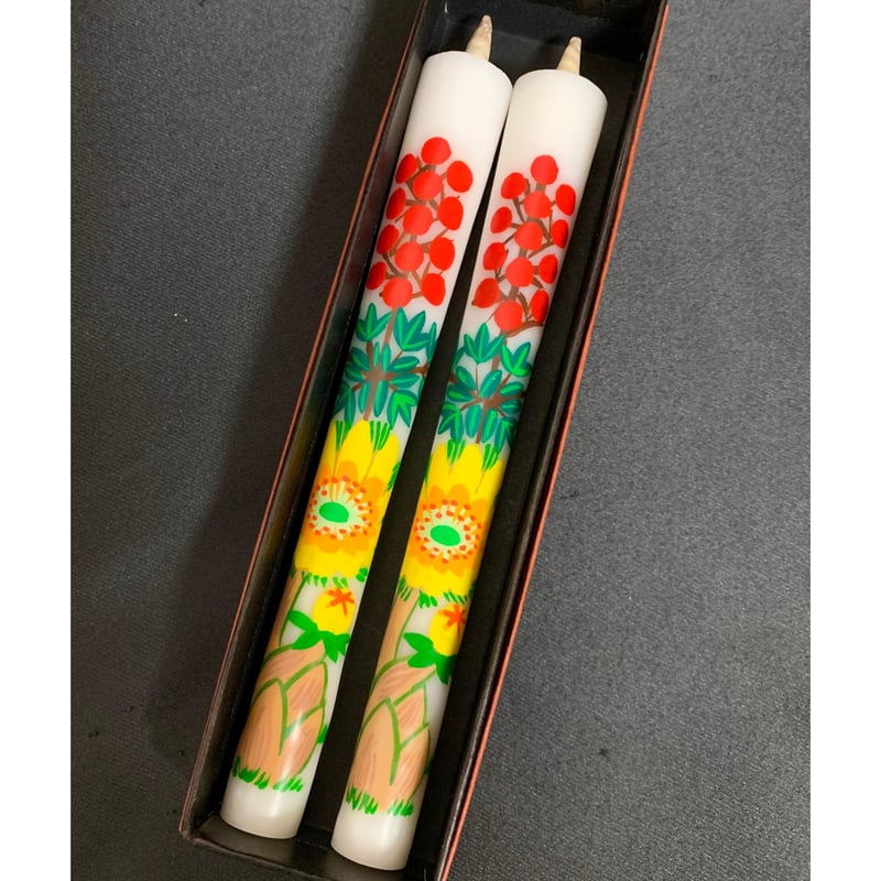 絵ろうそく5匁（もんめ）2本入南天と福寿草 | 山形屋本店