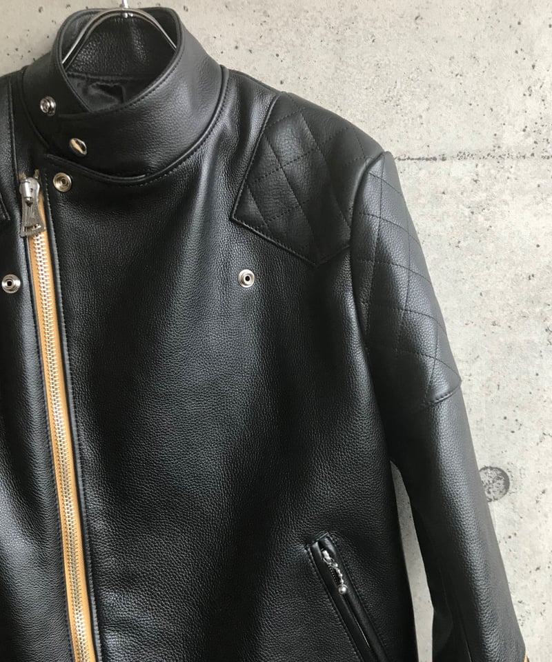 ADEAM キルティング　レザー 本革　ライダース　ポニーヘア　美品 受注生産】セミオーダーキルティングWライダース/左袖ZIPあり | iade