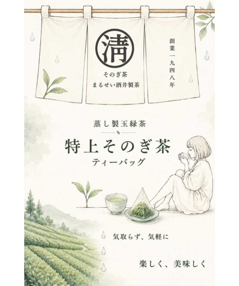 大人気 特上そのぎ茶ティーバッグ タグ付き【4g×18P】 | まるせい