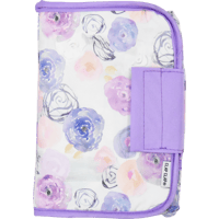お薬手帳バッグ柄　フラワーパープル