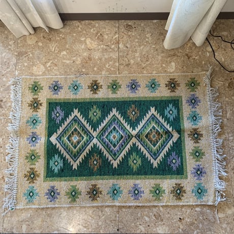 Cotton handwoven doormat Green