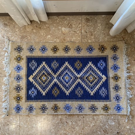 Cotton handwoven doormat Blue