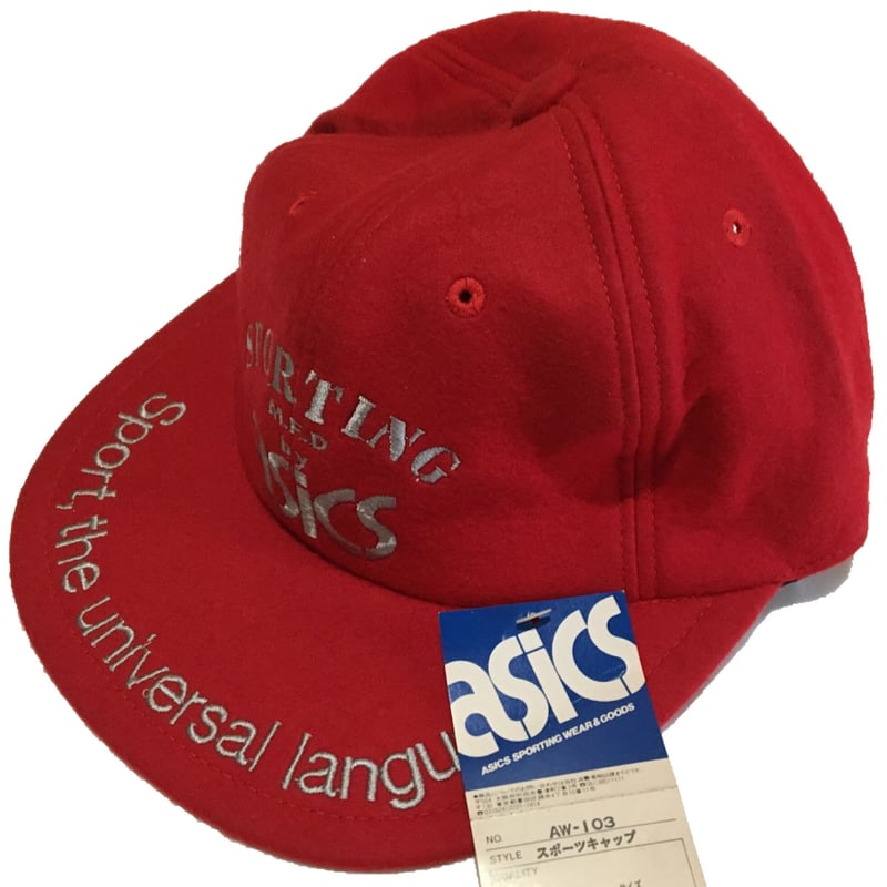 DEADSTOCK】asics 80s WOOL B.B.CAP RED/SIL