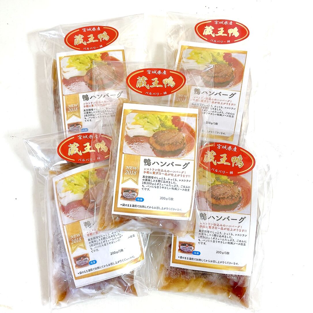 蔵王鴨 ハンバーグ 180g/枚 5枚セット【冷凍便】 【お買い得