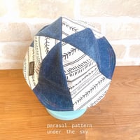 デニム２面使える！リバージブルハットKIDS HAT インディゴデニム×ネイティブ　さくらんぼ
