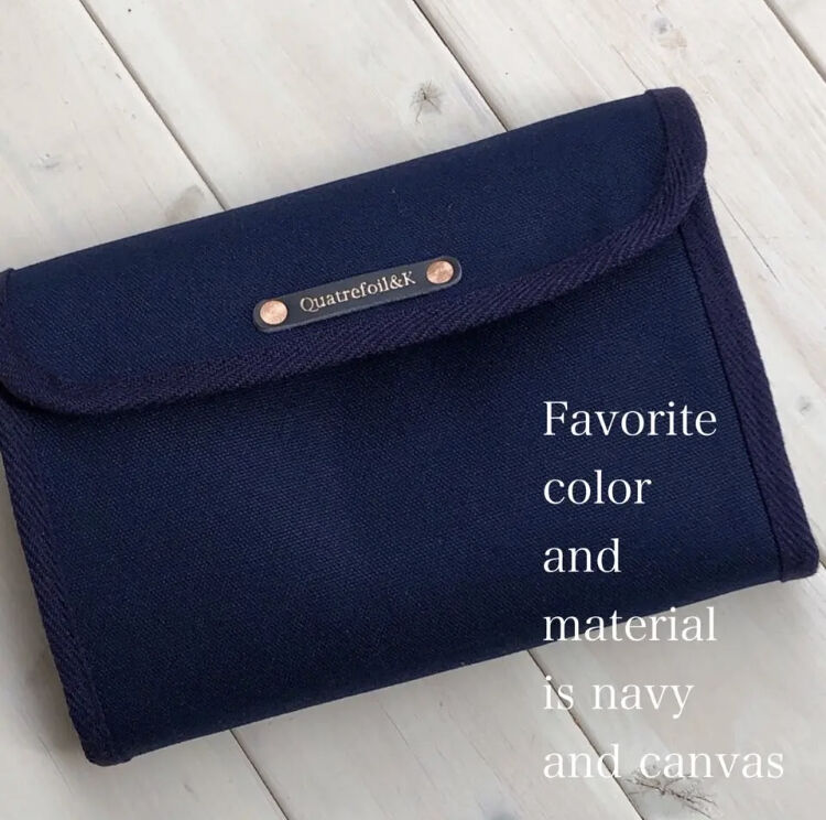 【手帳ポーチ／サイズ3】Leaf・ネイビー（たくさん入るタイプ） 手帳ポーチ／サイズ3】Leaf・ネイビー（たくさん入るタイプ）