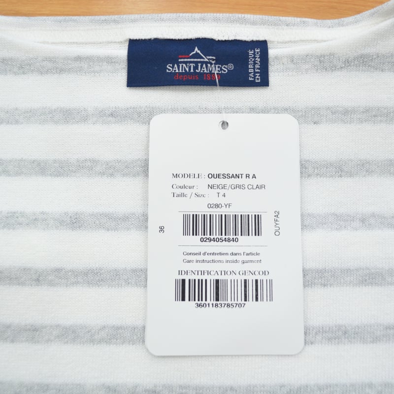 【新品】[T7] ウエッソン ホワイト 長袖 無地 セントジェームス neige セントジェームス ウエッソン ルーズ 長袖ドロップショルダー