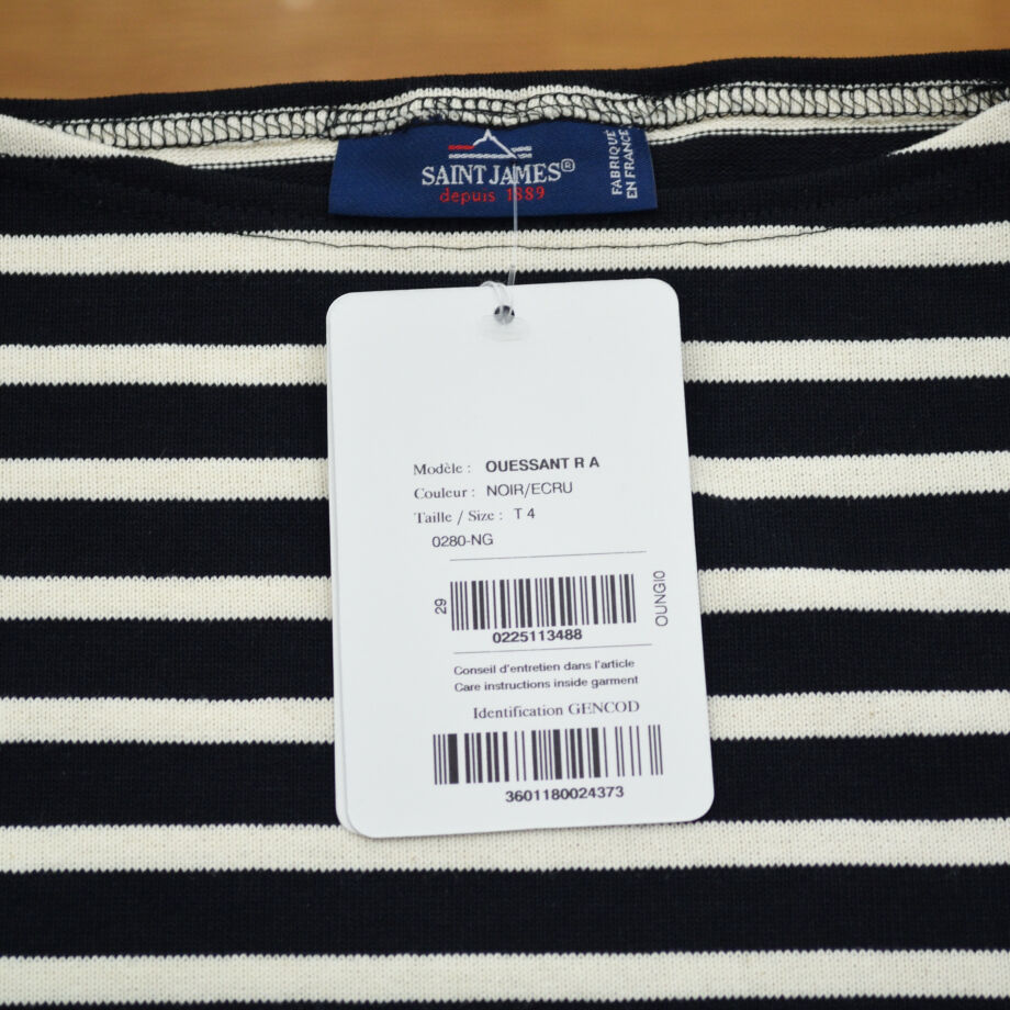 【美品】セントジェームス/ウェッソン/ECRU/NOIR 生成り/黒 T6 ウェッソン “ボーダー”［生成り/黒］：セントジェームス