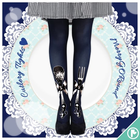 【復刻】MerryGORound　8T-0142【カトラリー（紺）】タイツ