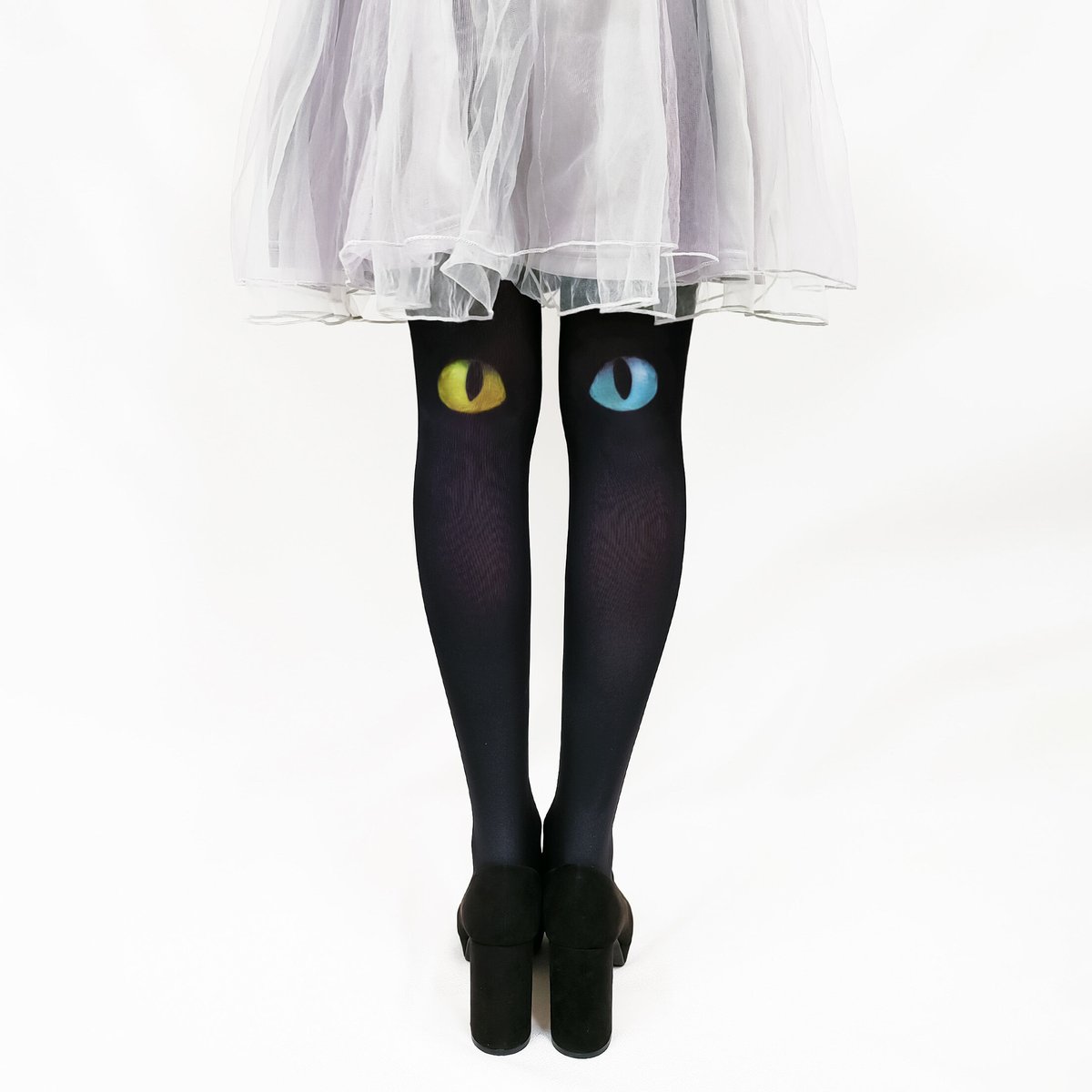 復刻】28:26 8T-0017【猫のまたたき-黒-オッドアイ】タイツ | 面白い
