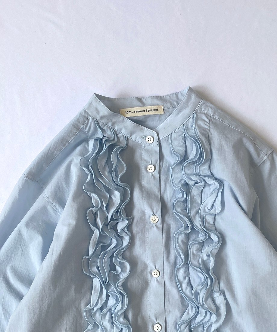 ハイカウントスピン ・ バンドカラー フリル ブラウス / 1346002 | 100