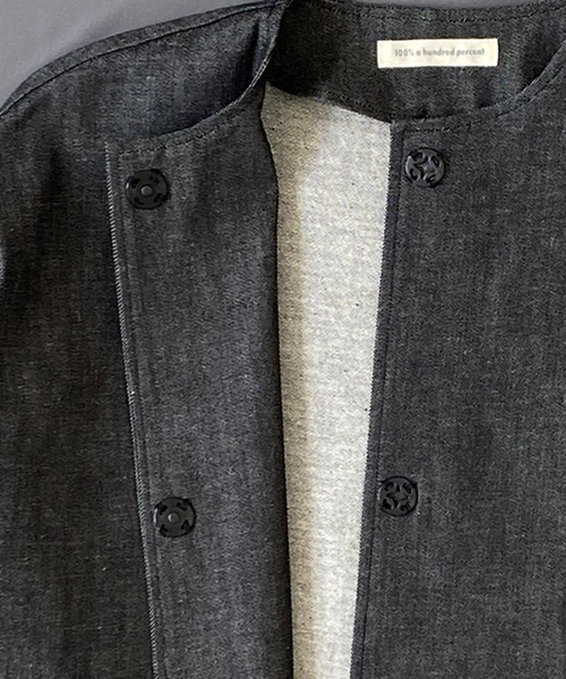 JOURNAL STANDARD ノーカラー ストレッチ デニム ジャケット デニムノーカラークロップドジャケット（デニムジャケット