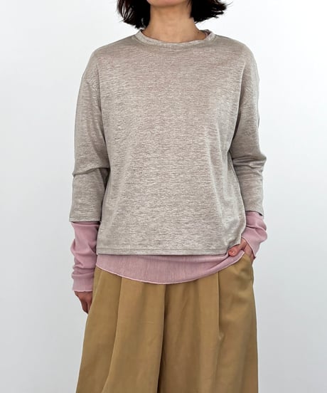 【リネン天竺】 6色から選べる、さらりとドライタッチの7分袖Tシャツ / 1168047