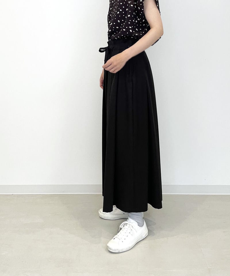 YARRA ⿻ コットン ウエストリボン フレア ギャザースカート 日本製