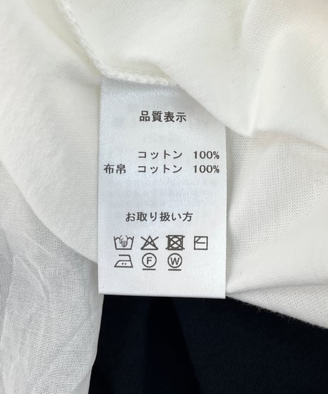 ソフト天竺 × コットンローンマイヤー ・ 袖シースルー ハーフスリーブ カットソー / 1158042