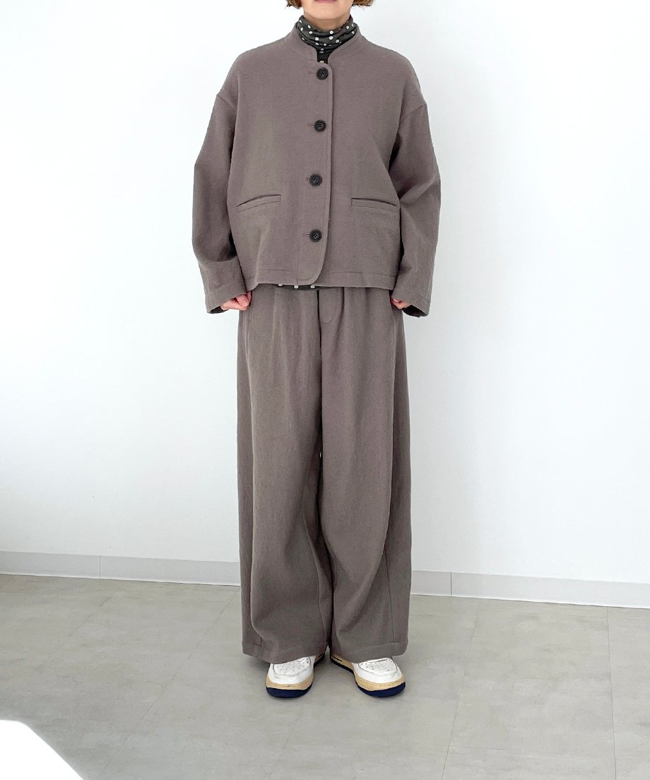 防縮ウール 水玉プリント ・ タートルネック ウールカットソー