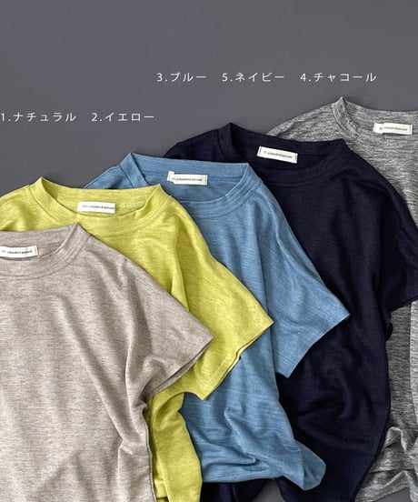 【リネン天竺】 ハンドレッドのこだわりリネン、肩線なしTシャツ / 1268029