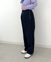 コットン リネン オールド ツイル  ・ センタープレス ワンタック ワイドストレートパンツ / 1144017