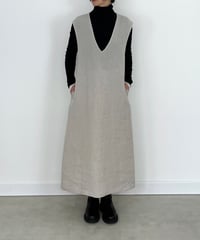 【リネンマット】夏の定番、さらさらリネンのジャンパースカート ロング / 1165059