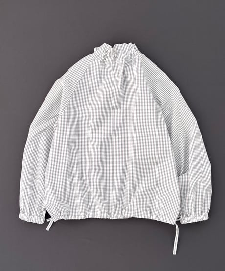 【120/2 コットンシルク・チェック】 着こなしにほんの少しの甘さを ギャザーブラウス / 1166012