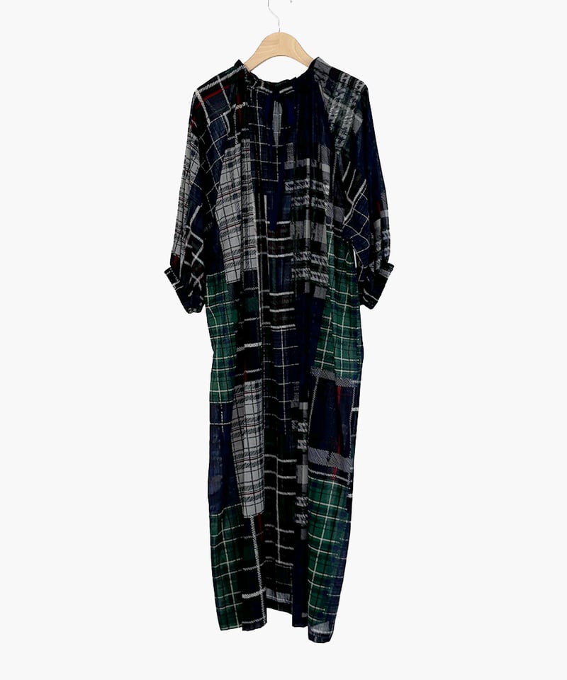 多色チェック プリント コットンシフォン ・ バックラップ プル