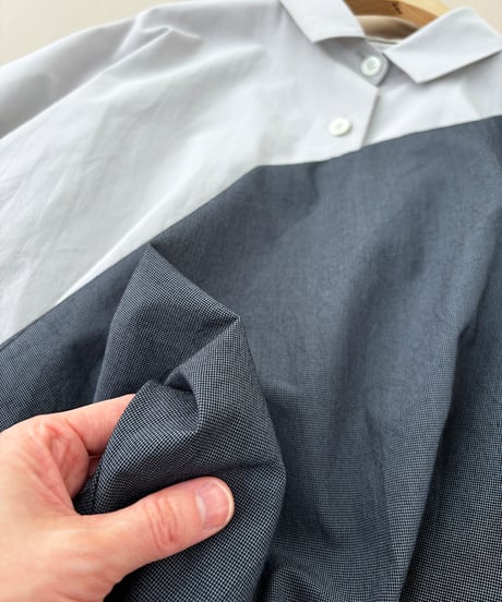シルクコットン ミニチェック ・ バック ペプラム ブラウス / 1156050