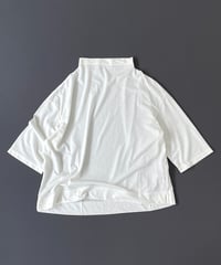 コットンボイル ジャージー 製品染 ・ ボトルネック 六分袖 カットソー / 1258043