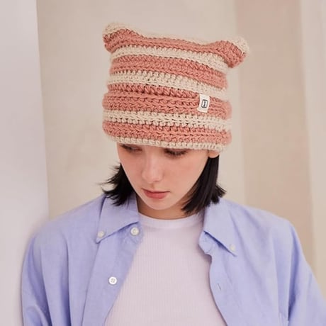 4color [VARZAR] 正規品 Square Label Stripe Crochet Beanie RIIZE アントン 着用モデル