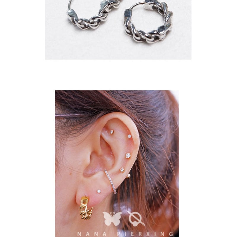 2pc 1pair 2color チェーンリングピアス NANA PIERXING 正規品 S