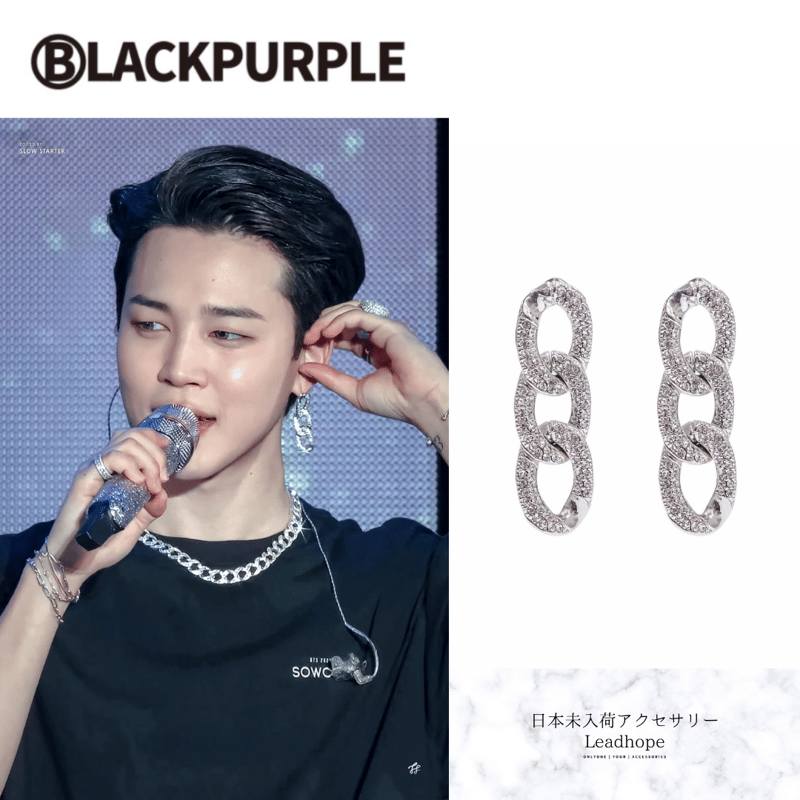3color BLACKPURPLE 正規品 キュービックチェーンピアス BTS ジミン