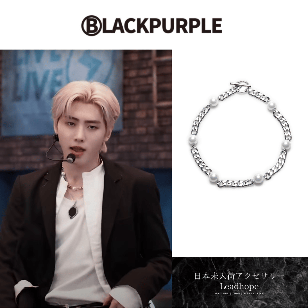 アルリーパールパールチェーンネックレス BLACKPURPLE ENHYPEN