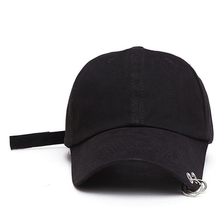 リングパンクキャップ 韓国ファッション BLACK