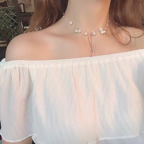 エアリーパールドロップネックレス