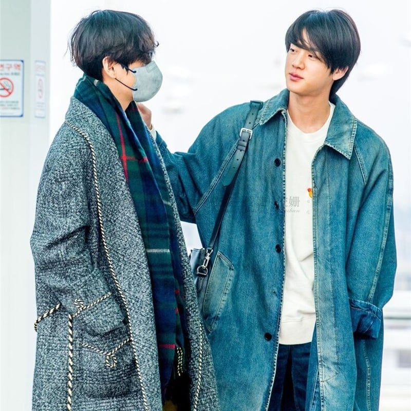 グリーンチェックマフラー ストール BTS V テテ 着用モデル