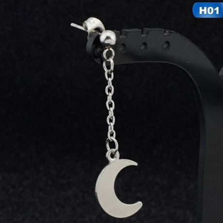 KPOP BTS 片耳ピアス J-HOPE着用  ユニセックス メンズアクセサリー ロングタッセル シルバー チェーン 月 ムーン