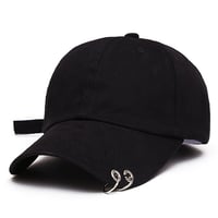 リングパンクキャップ 韓国ファッション BLACK