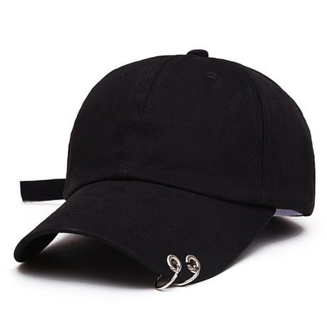 リングパンクキャップ 韓国ファッション BLACK