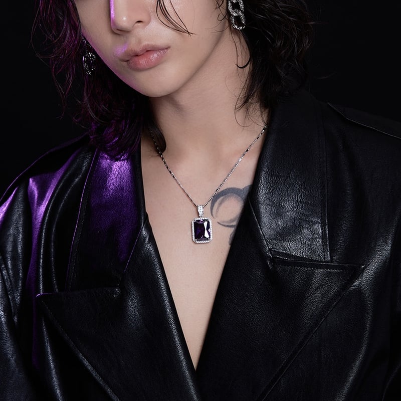 Full Shine Square Necklace [BLACKPURPLE] 正規品 EN
