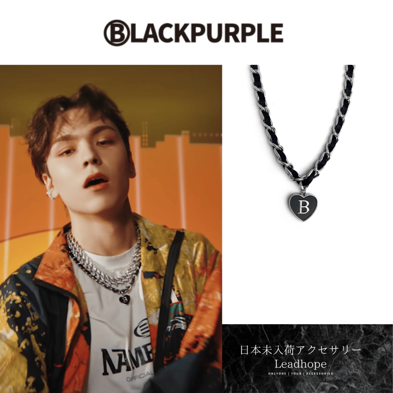 ゲルランドハートBチェーンネックレス_ブラック[BLACKPURPLE] 正規品